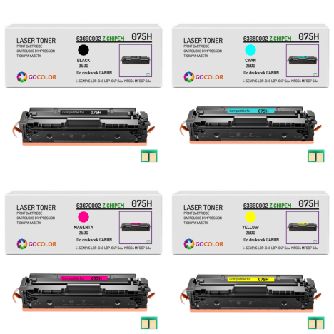 4 X TONER do CANON 075H i-SENSYS LBP-646Cdw LBP-647Cdw CMYK Zamiennik 3.5K/3x2.5K Z CHIPEM