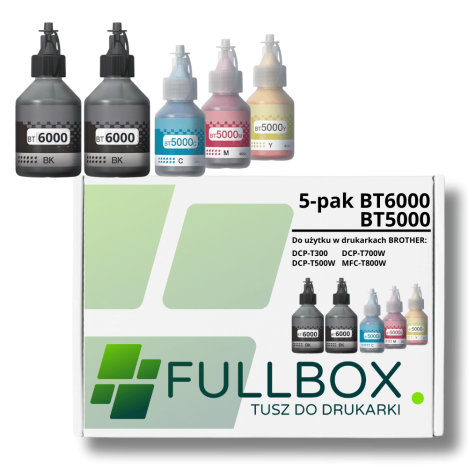 FULLBOX 5-pak tusz do BROTHER BT6000 BT5000C BT5000M BT5000Y