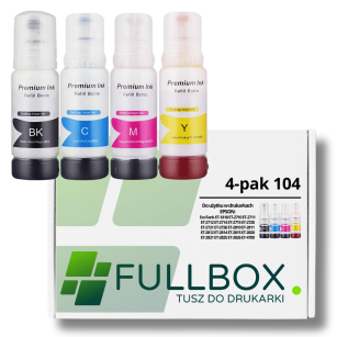 FULLBOX 4-pak TUSZ do EPSON 104 T00P1 T00P2 T00P3 T00P4 EcoTank ET2815 ET1810 ET2720