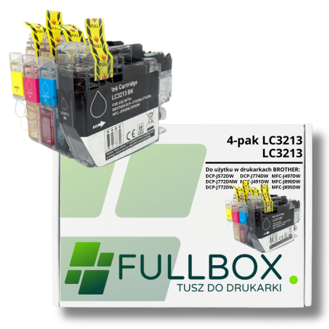 FULLBOX 4-pak TUSZ do BROTHER LC3213BK LC3213C LC3213M LC3213Y