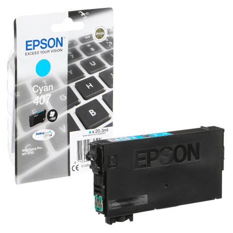 Epson oryginalny tusz 407 T07U2 C13T07U240 WorkForce Pro WF4745DTWF cyan 20.3ml