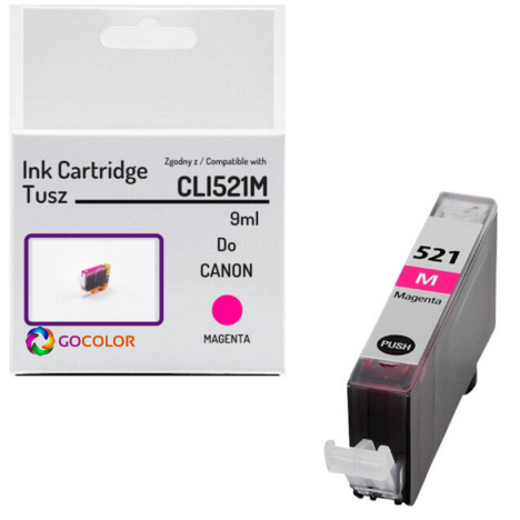 Tusz do CANON CLI521M 2935B001 Magenta 100 % nowy zamiennik