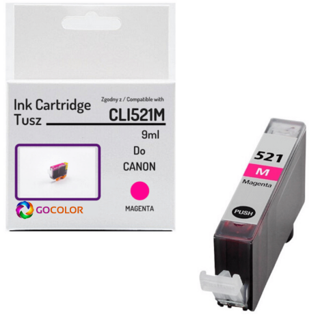 Tusz do CANON CLI521M 2935B001 Magenta 100 % nowy zamiennik