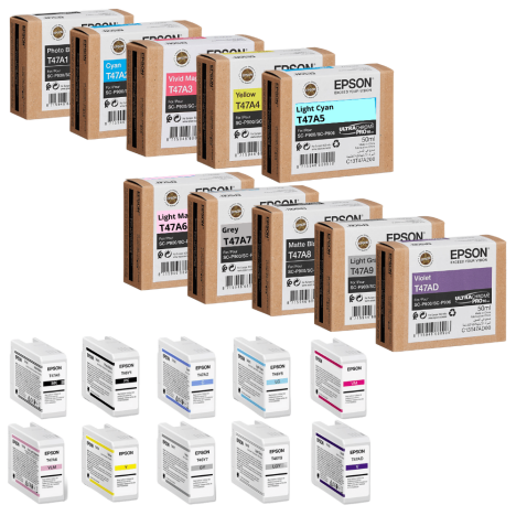 Epson oryginalny tusz T47A1 T47A2 T47A3 T47A4 T47A5 T47A6 T47A7 T47A8 T47A9 T47AD SureColor SCP900 10X 50ml 