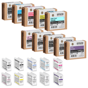Epson oryginalny tusz T47A1 T47A2 T47A3 T47A4 T47A5 T47A6 T47A7 T47A8 T47A9 T47AD SureColor SCP900 10X 50ml 