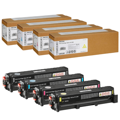 Ricoh oryginalny toner MC240 408451 408452 408453 408454 MC250FWB PC300W CMYK 4.5K/3x 4.0K 4-pak
