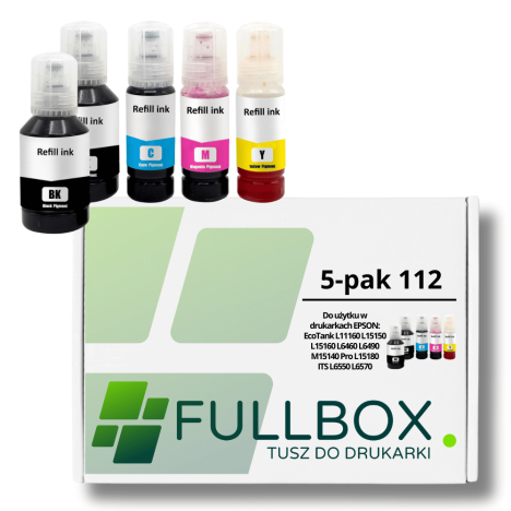 FULLBOX 5-pak tusz do EPSON 112 T06C1 T06C2 T06C3 T06C4 EcoTank M15140 L15160