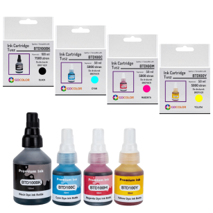 4X Tusz do BROTHER BTD100BK BTD100C BTD100M BTD100Y zamiennik