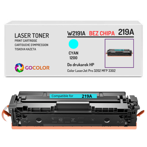 Toner do HP W2191A 219A Color LaserJet Pro MFP 3302 PRO 3202 1,2K cyan BEZ CHIPA