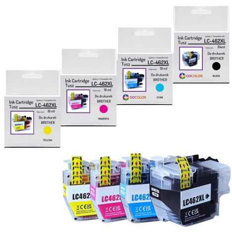 Tusz do BROTHER 4 X LC462XL CMYK MFCJ2340 MFCJ3540 Zamiennik 64 ml/19 ml