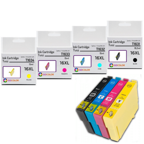 4 X TUSZ do EPSON T1631 T1632 T1633 T1634 16XL zamiennik