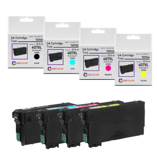 4 X TUSZ do EPSON 407XL WorkForce Pro WF4745DTWF CMYK Zamiennik 45.0ml/3x25.0ml