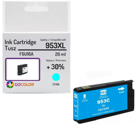 Tusz do HP F6U16A 953XL Cyan Zamiennik CHIP anti-upgrade