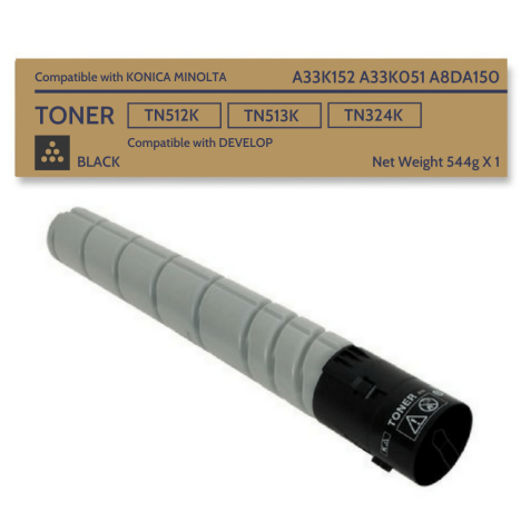 Toner do KONICA MINOLTA TN512K TN513K TN324K Black Bizhub C258 454e Develop Ineo +308