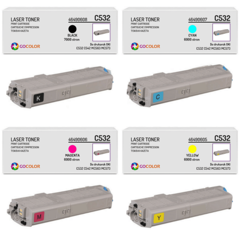 4 X TONER do OKI C532 C542 MC563 MC573 46490608 46490607 46490606 46490605 zamiennik