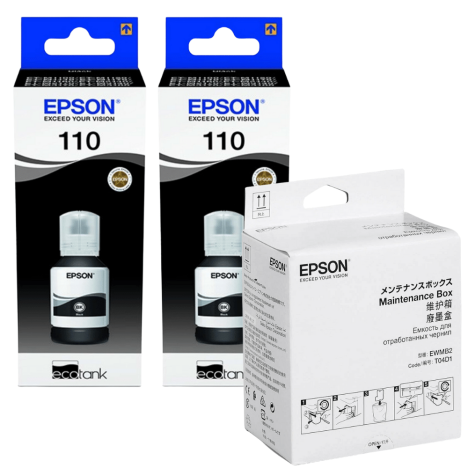 Epson oryginalny tusz 110 (XL) T03P1 C13T03P14A + oryginalny pojemnik na zużyty tusz C13T04D100 2-pak