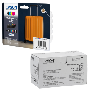 Epson oryginalny tusz 405 T05G6 C13T05G64010 + oryginalny pojemnik na zużyty tusz C13T671500 4-pak
