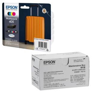 Epson oryginalny tusz 405 T05G6 C13T05G64010 + oryginalny pojemnik na zużyty tusz C13T671500 4-pak