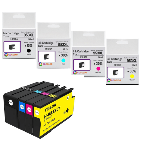 4 X TUSZ do HP 953XL CMYK Zamiennik CHIP anti-upgrade