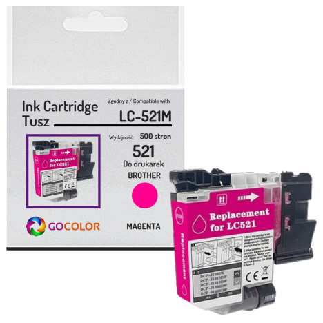 Tusz do BROTHER LC521M DCP-J1310DW DCP-J1260DW 0.5K magenta zamiennik