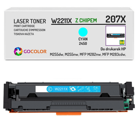 Toner do HP W2211X 207X LaserJet Pro MFP M282nw M283cdw Cyan z CHIPEM zamiennik 2.45K