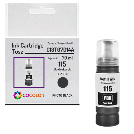 Tusz do EPSON 115 T07D1 C13T07D14A EcoTank L8160 L8180 70.0ml photo black zamiennik