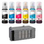 Epson oryginalny tusz 107 T09B + oryginalny pojemnik na zużyty tusz C12C934591 6-pak - 2