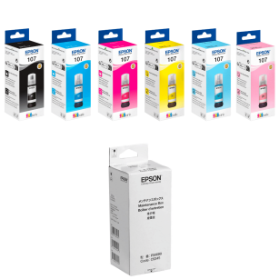 Epson oryginalny tusz 107 T09B + oryginalny pojemnik na zużyty tusz C12C934591 6-pak