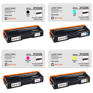 4 x toner do RICOH SP C250E 407546 407545 407544 407543 nowy zamiennik 