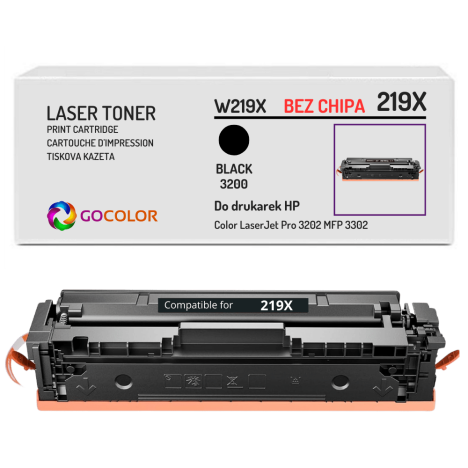 Toner do HP W2190X 219X Color LaserJet Pro MFP 3302 PRO 3202 3,2K black BEZ CHIPA