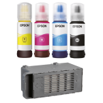 Epson oryginalny tusz 112 T06C6 C13T06C64A + oryginalny pojemnik na zużyty tusz C12C934591 4-pak - 2