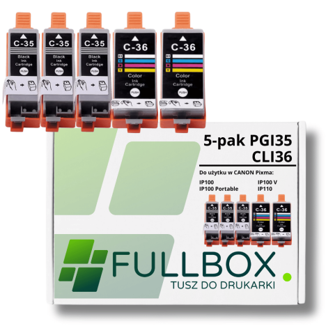FULLBOX 5-pak TUSZ do CANON PGI35BK CLI36C