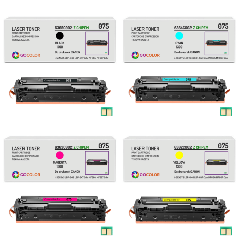 4 X TONER do CANON 075 i-SENSYS LBP-646Cdw LBP-647Cdw CMYK Zamiennik 1.4K/3x1.3K Z CHIPEM