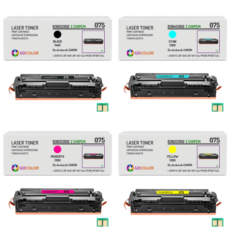 4 X TONER do CANON 075 i-SENSYS LBP-646Cdw LBP-647Cdw CMYK Zamiennik 1.4K/3x1.3K Z CHIPEM