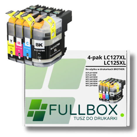 FULLBOX 4-pak tusz do BROTHER LC127XL LC125XLC LC125XLM LC125XLY