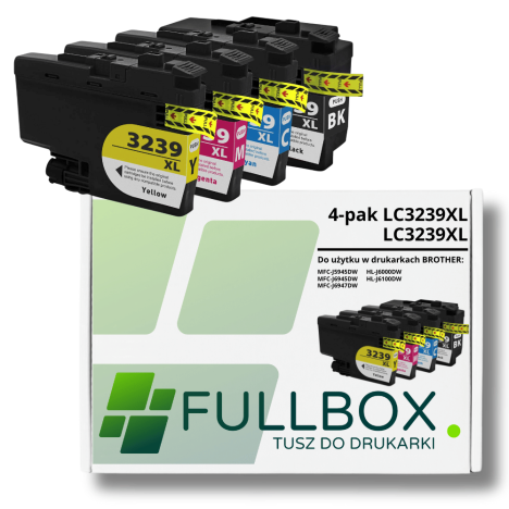 FULLBOX 4-pak tusz do BROTHER LC3239XLBK LC3239XLC LC3239XLM LC3239XLY
