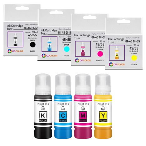 4 X TUSZ do CANON GI45BK GI55BK CMYK zamiennik
