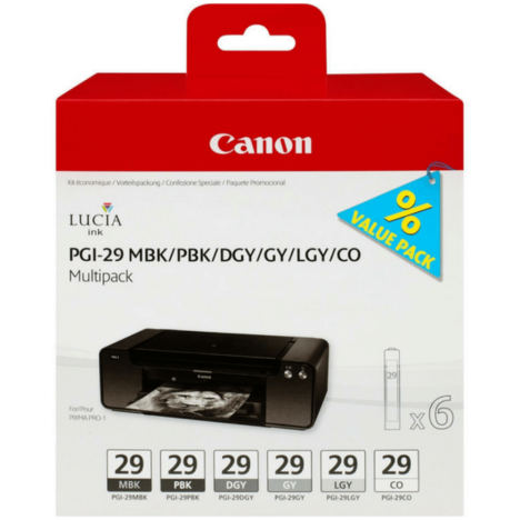 EOL Canon oryginalny tusz PGI29 4868B018 MBK/PBK/DGY/GY/LGY/CO 6-pak