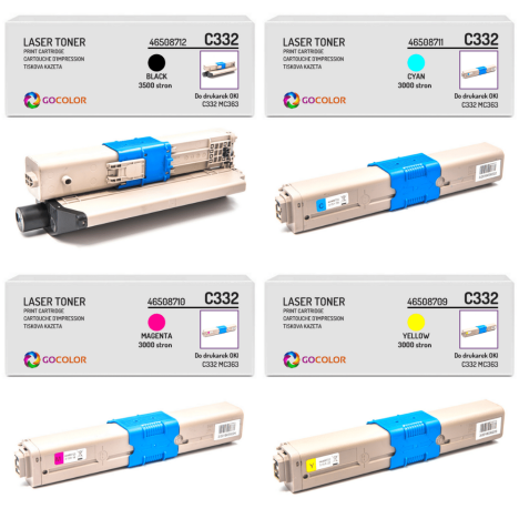 4 X TONER do OKI C332 MC363 dn, dnw, 46508712, 46508711, 46508710, 46508709, zamiennik