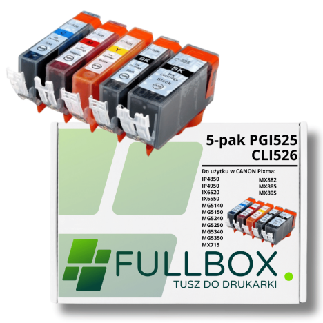 FULLBOX 5-pak TUSZ do CANON PGI525PGBK CLI526C CLI526M CLI526Y CLI526BK