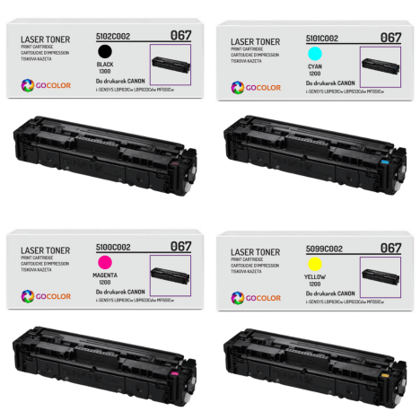 4-pak Toner do CANON 067 iSENSYS LBP631Cw LBP633Cdw MF651Cw CMYK Zamiennik 1.3K/3x1.2K