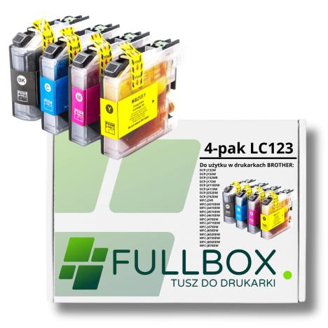 FULLBOX 4-pak TUSZ do BROTHER LC123BK LC123C LC123M LC123Y