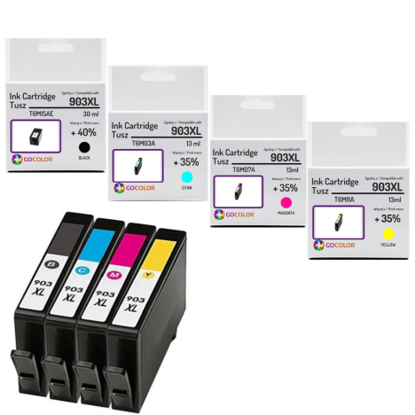 4 X TUSZ do HP 903XL CMYK Zamiennik CHIP anti-upgrade