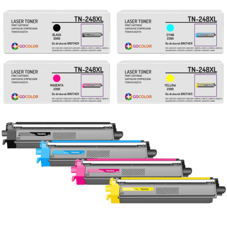 4 X Toner do BROTHER TN248XL DCPL3555 DCPL3560 MFCL3740 3.0/3x2.3K Zamiennik