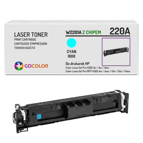 Toner do HP 220A W2201A LaserJet Pro 4202 4203 1.8K cyan zamiennik z CHIPEM