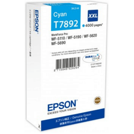 Epson oryginalny tusz T7892 XXL cyan