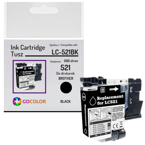 Tusz do BROTHER LC521BK DCP-J1310DW DCP-J1260W 0.5K black zamiennik