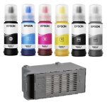 Epson oryginalny tusz 114 T07A T07B + oryginalny pojemnik na zużyty tusz C12C934591 6-pak - 2