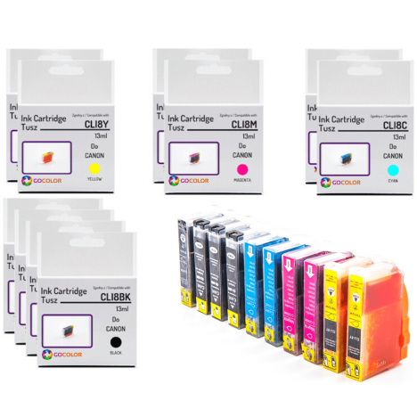 10 X TUSZ do CANON CLI8 CMYK 100 % nowy zamiennik