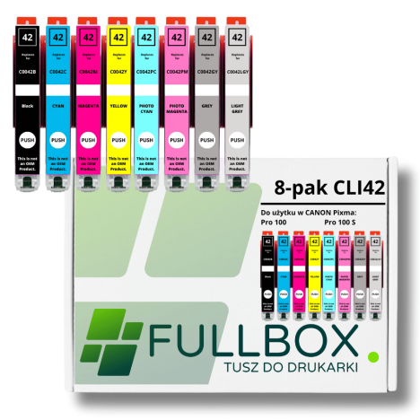 FULLBOX 8-pak TUSZ do CANON CLI42BK CLI42C CLI42M CLI42Y CLI42PC CLI42PM CLI42GY CLI42LGY